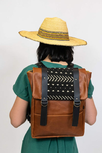 Cairo Backpack - recycled leather and vegetable tanned mix