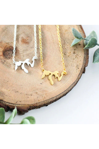Great Lakes Necklace by Birch Jewellery, Gold-plated stainless steel, silver-plated stainless steel, made in Ottawa