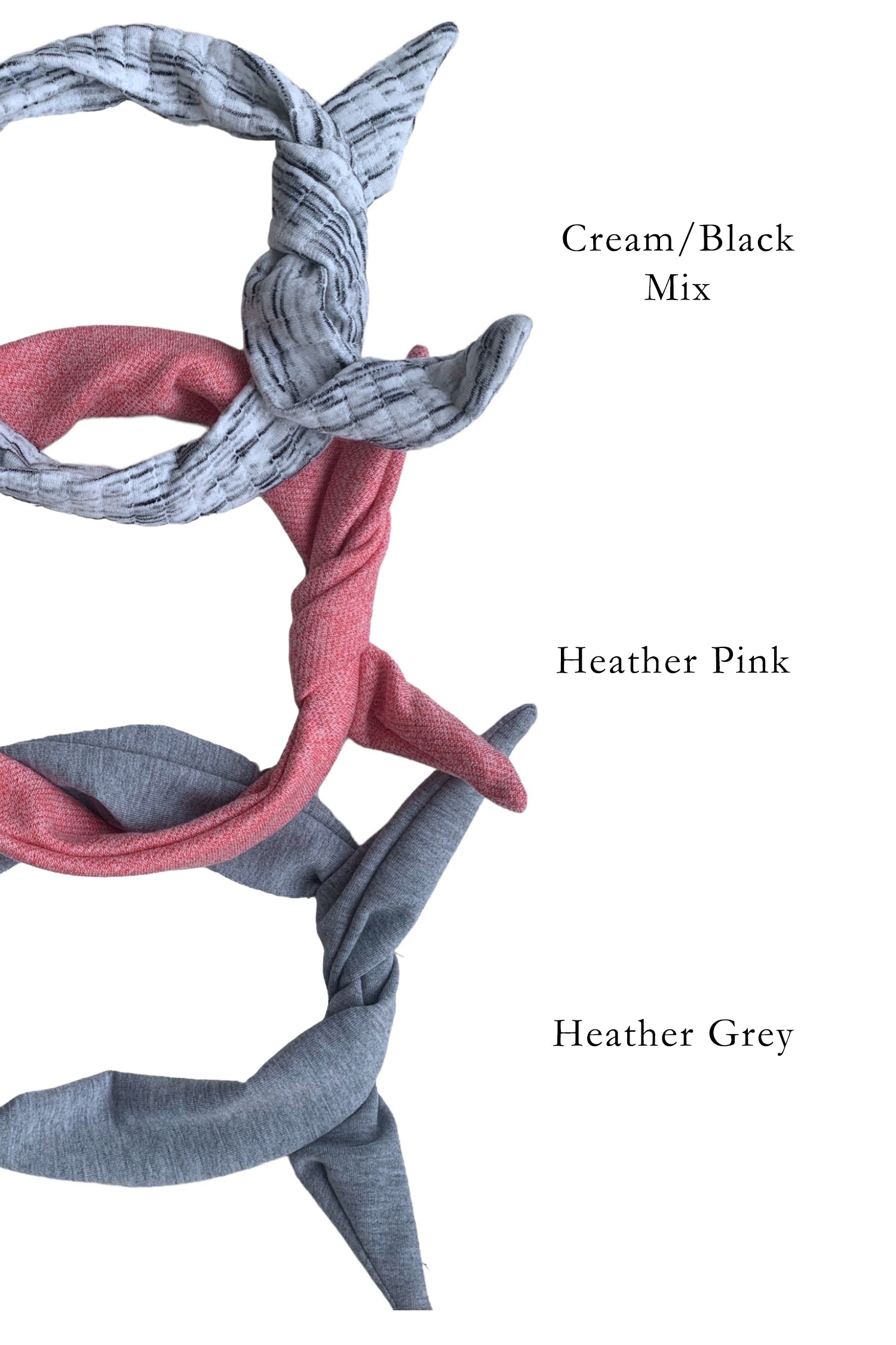 Twisted Headband by Kokoro, Cream/Black mix, Heather Pink, Heather Grey