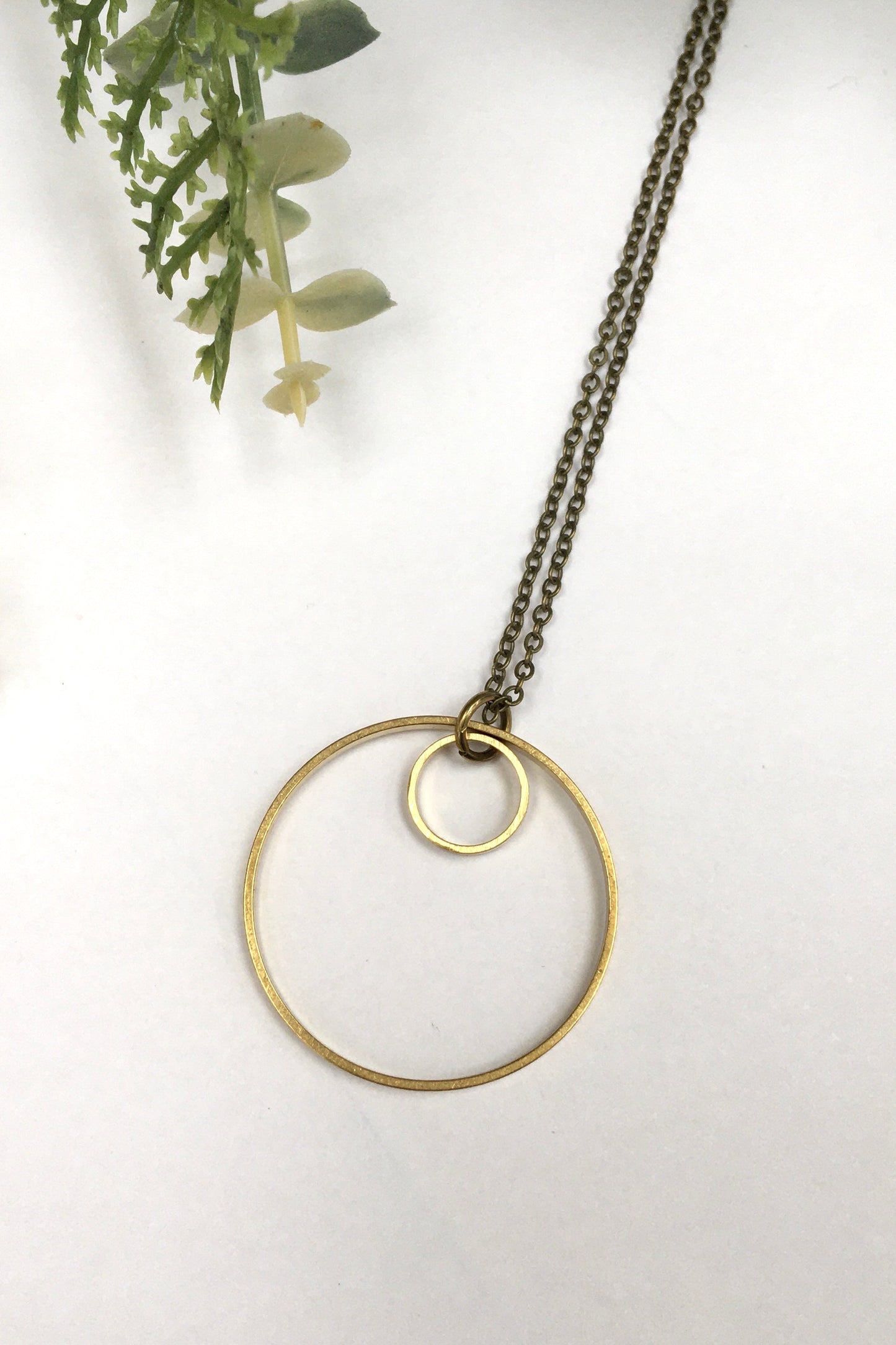Simple Brass Double Circle Necklace