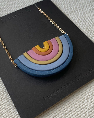 Rainbow Polymer Clay Necklace