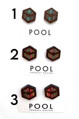 Hexagon Walnut Pool Studs