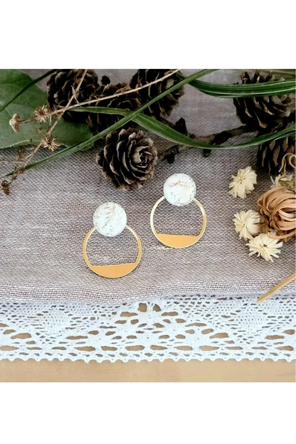 Ceramic and Circle Jacket Stud Earrings