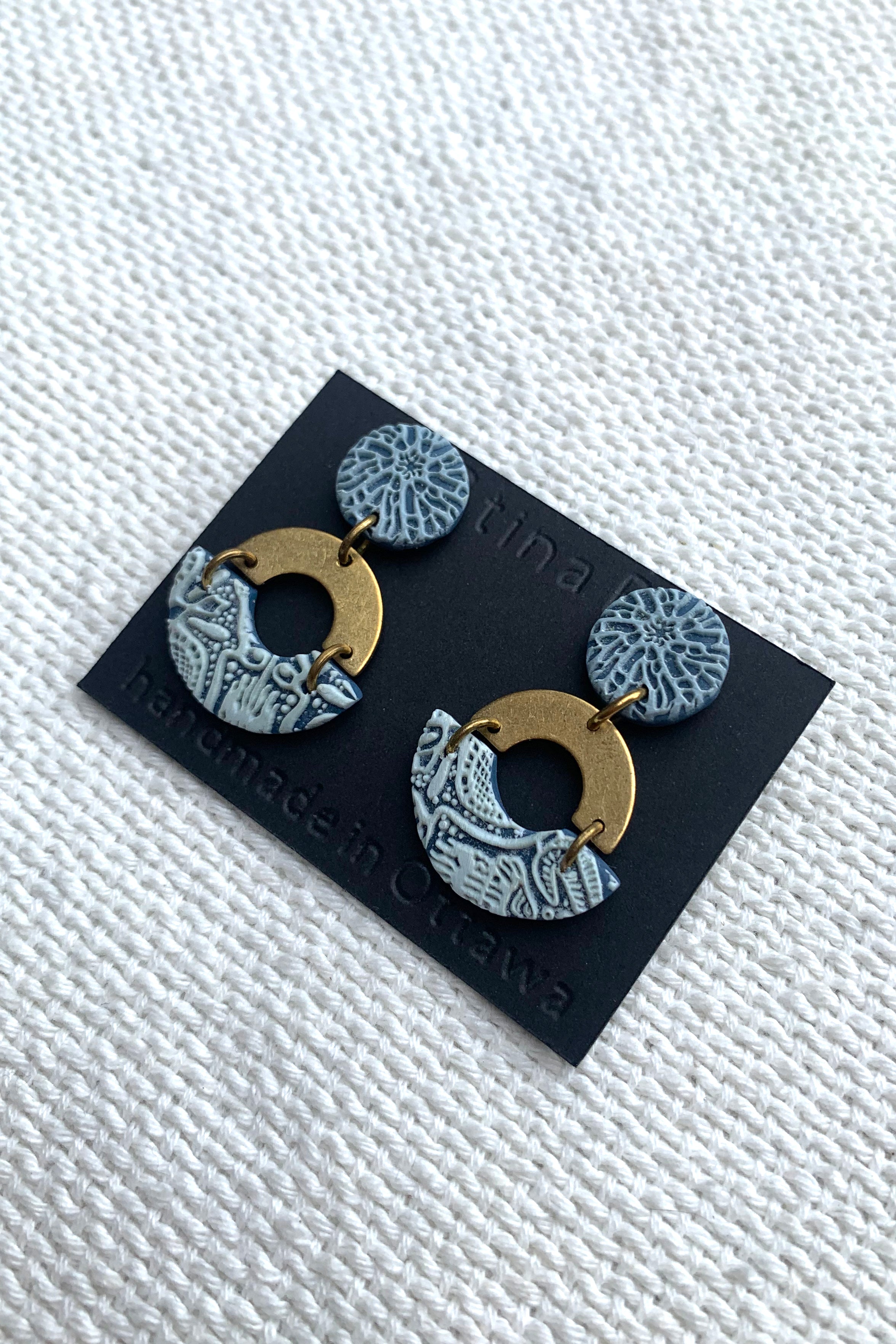 Abstract floral Texture  Polymer Clay Dangle Drop Stud Earrings